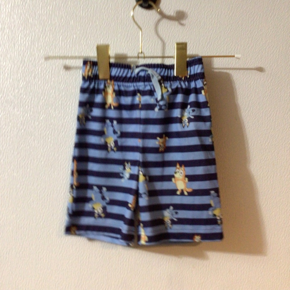 Bluey Striped Kids Shorts with Cartoon Print